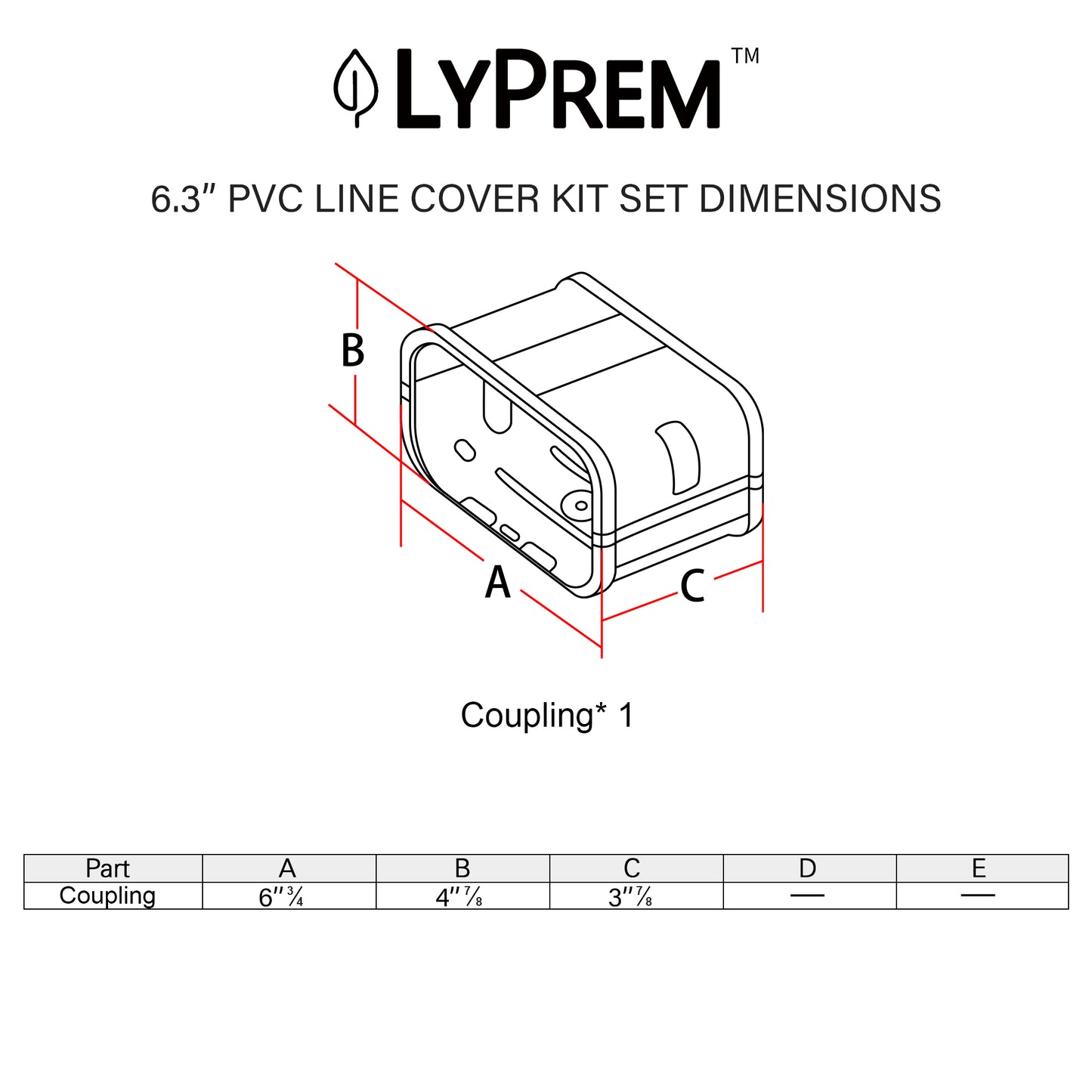 PVC Line Cover Kit Tubing Cover Accessories for Air Conditioners (6.3" Coupling,White)