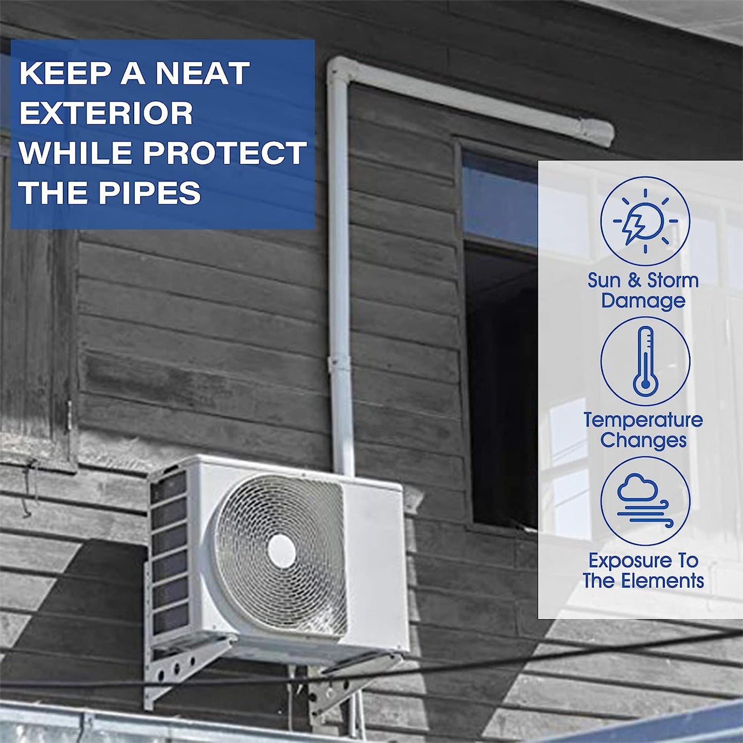 PVC Line Cover Kit Tubing Cover Accessories for Air Conditioners (6.3" Coupling,White)