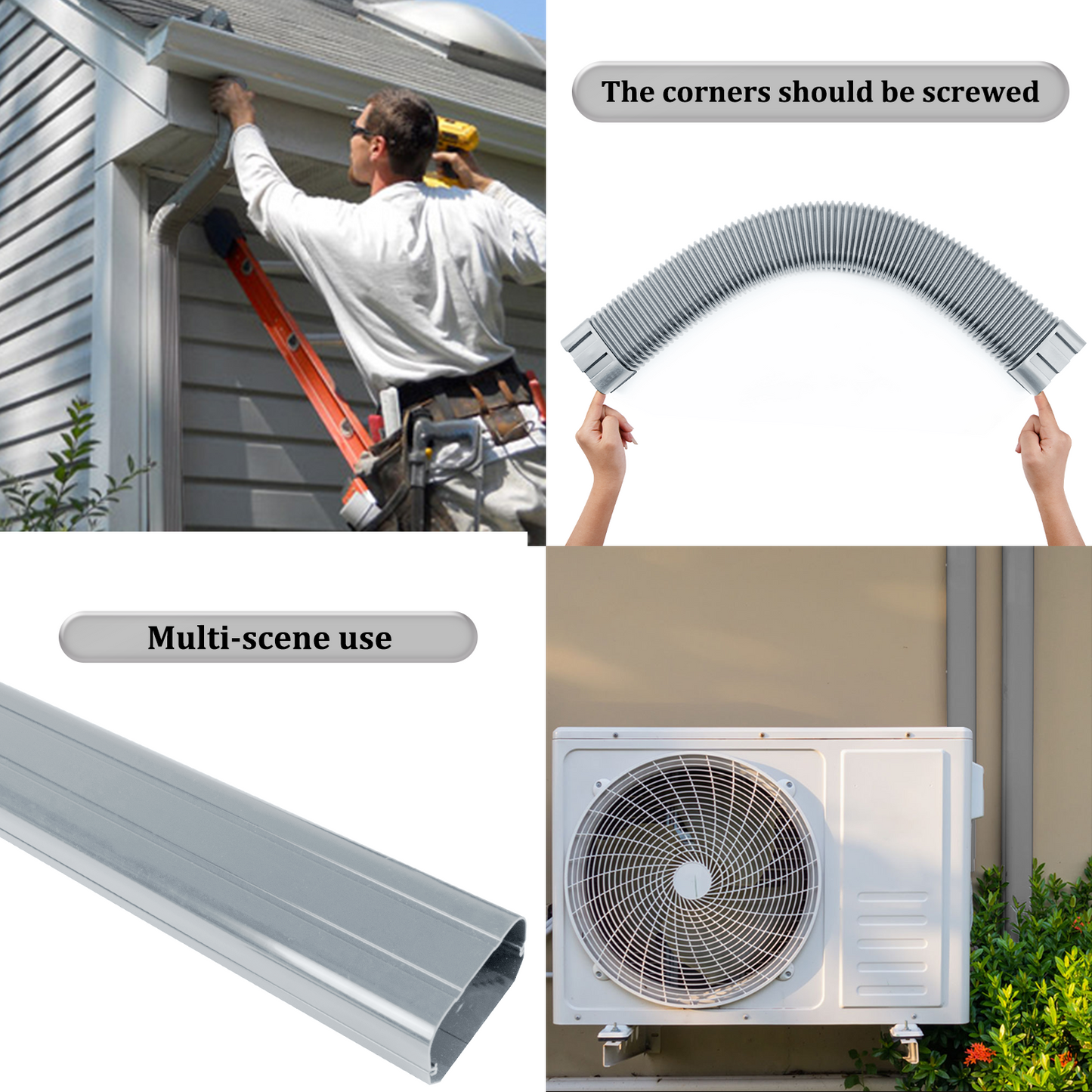 LyPrem® 4" 16.5Ft PVC Decorative Line Cover Kit for Ductless Mini Split Air Conditioners (Grey)