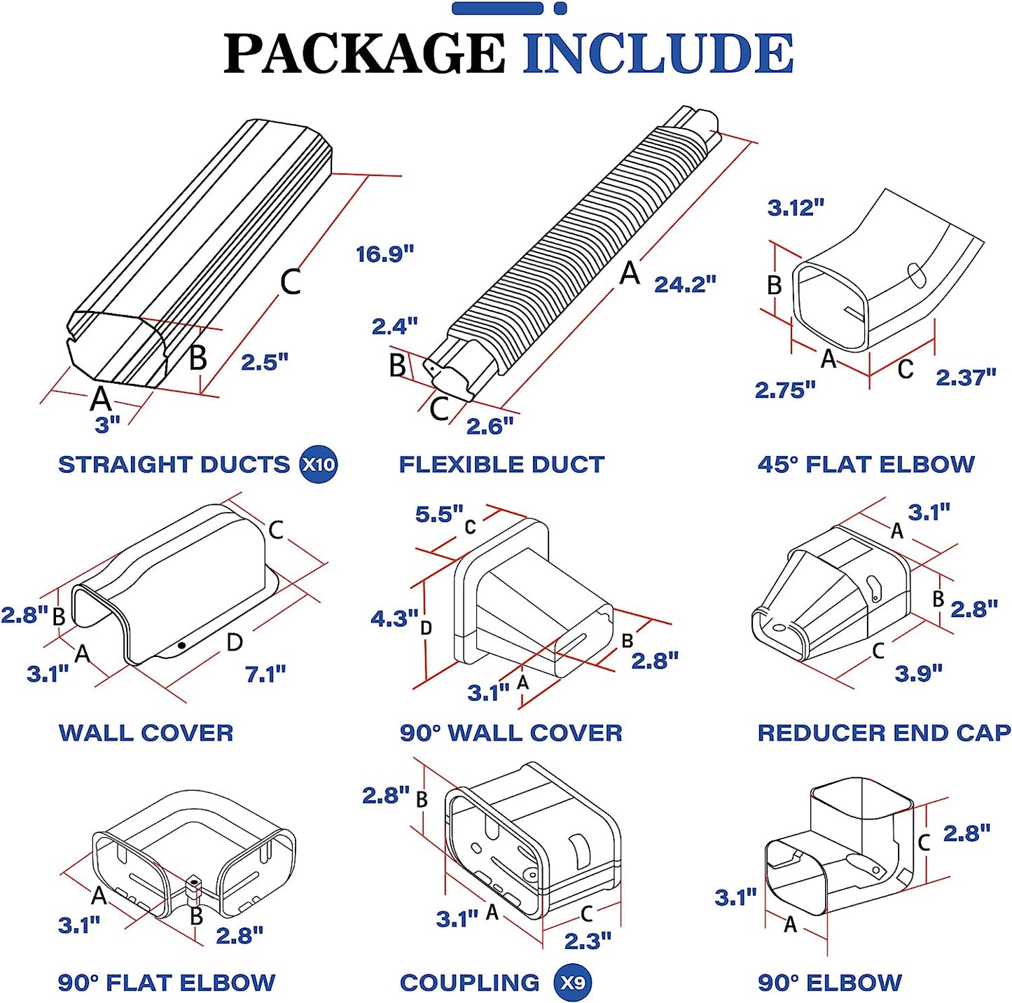 LyPrem® 3" 16Ft PVC Decorative Line Cover Kit for Ductless Mini Split Air Conditioners…