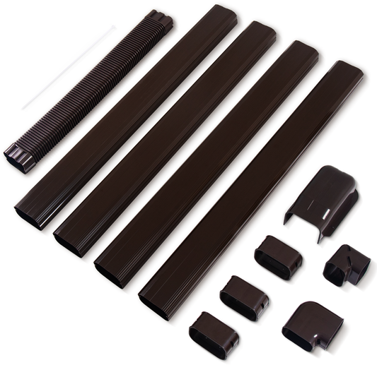 LyPrem® 4" 16.5Ft PVC Decorative Line Cover Kit for Ductless Mini Split Air Conditioners (Brown)