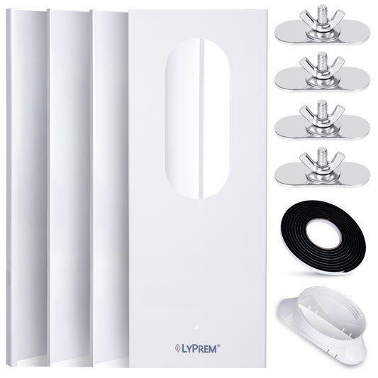 LyPrem® Portable Air Conditioner Window Seal Plates Kit Adjustable Length Plastic Sliding Window AC Vent Kit for Exhaust Hose with 5"/13cm Diameter…